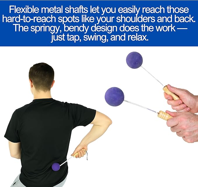 Bongers Handheld Percussion Massage Tool – Deep Tissue Trigger Point Tapping Sticks for Whole Body Pain Relief & Muscle Relaxation (Purple Passion)