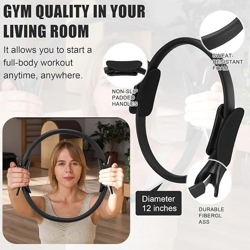 10 Pcs Home Pilates Ring Set for Women Yoga Equipment Accessories Pilates Ring Circle and Ball Workouts Gift Include Ball Yoga Circle Resistance Bands Block Straps Gym Bag