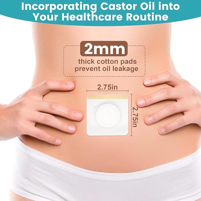 36Pcs Castor Oil Patches, Organic Cotton Castor Oil Patches for Belly Button, Massage Oils -White