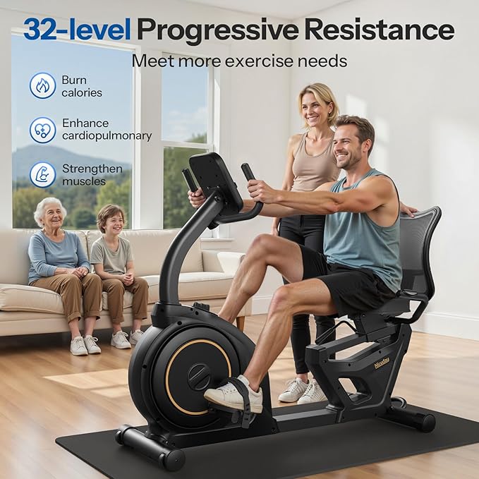 Niceday Recumbent Exercise Bike, Recumbent Bike for Home, Recumbent Stationary Bike 400LBS Weight Capacity, Magnetic Recumbent Bike with Smart APP, LCD Monitor, Heart Rate Handle