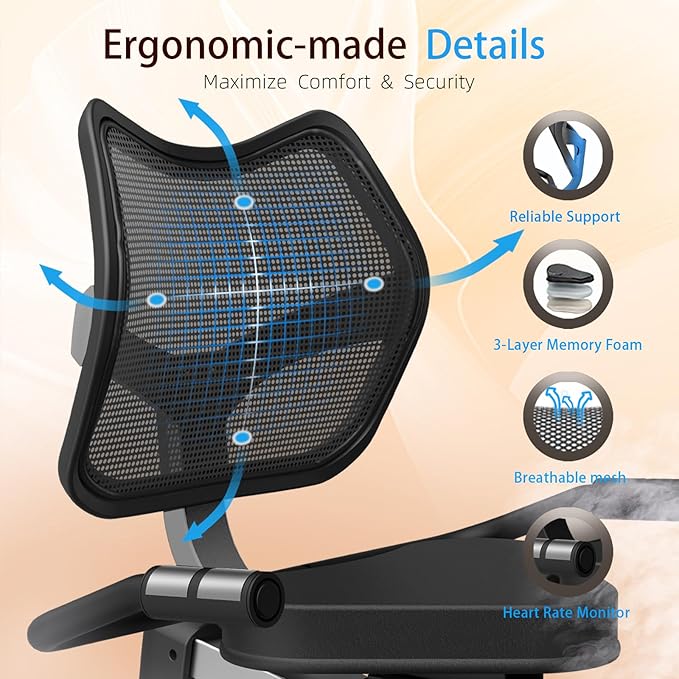 Recumbent Exercise Bike, Magnetic Staionary Bikes for Home with 8-level Resistance & Adjustable Seat, Staionary Bike for Seniors Adults, 350 LBS & LCD Monitor
