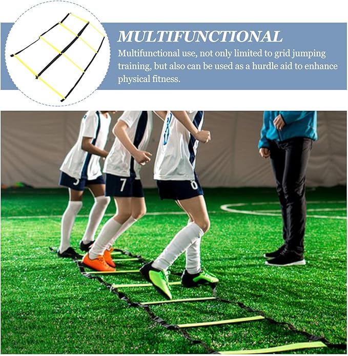 Training Ladder for Footwork: Nine-Square Agility Ladder Soccer and Football Training - Portable Rope Design for Speed and Agility Workouts