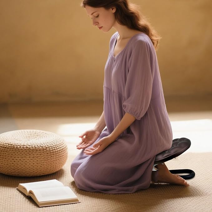 Meditation Chair - Comfortable Cushion Kneeler Ergonomic Meditation Bench Prayer Kneeling Stool for Relaxation Beginners Mindfulness Practice Seniors Yoga Reading Zen Office