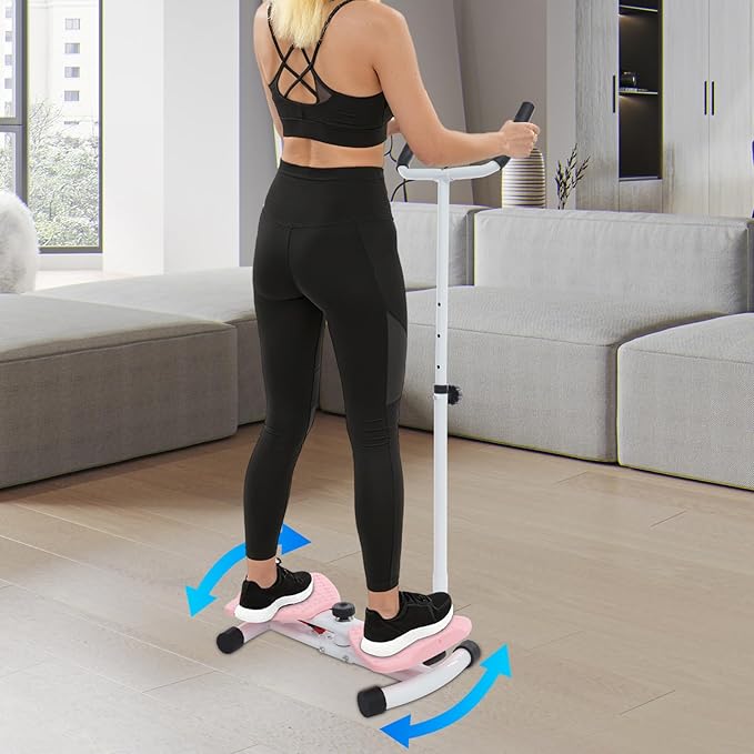 Waist Twister Machine Exercise, Adjustable Ab Twist Board Resistance Bands & Handrails, Ab Workout Machine for Home Gym, Core Strength Training Equipment with 330 lbs Weight Capacity