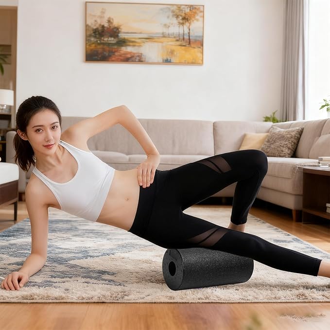Massage Roller - Deep Tissue Cylinder, High Pressure Muscle Reliever, Fitness Recovery Aid | for Back Arm Leg Shoulder Neck Foot Yoga Pilates Stretching Gym Exercise