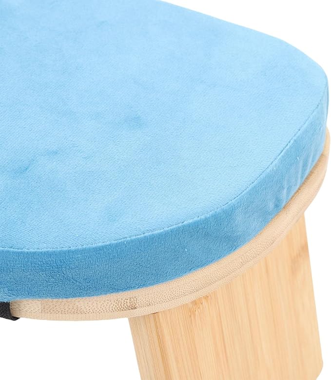 Yinhing Wooden Meditation Bench Ergonomic Detachable Kneeling Stool with Soft Cushion for Practice Includes Convenient Carry Bag Stylish Blue Design for Comfortable Meditation Sessions and (Blue)