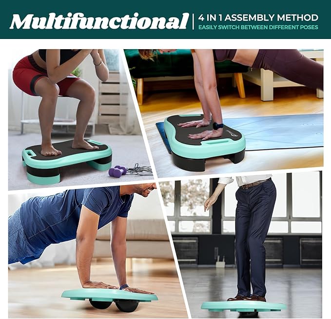 Basic Steppers for Exercise at Home, Aerobic Steppers, Exercise Step Platform with Soft cushion and 2 Adjustable Height Risers