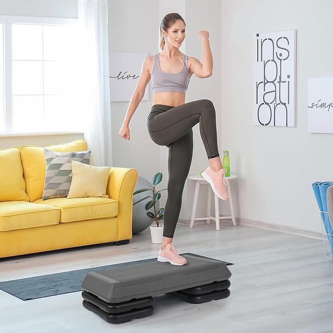 HomGarden 28.15" & 43" Adjustable Workout Aerobic Stepper in Fitness & Exercise Step Platform Trainer Stepper