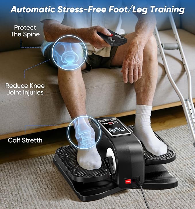 HOMGIM Under Desk Elliptical Machine - Quiet Motorized Leg Exerciser with Smart Remote, 12-Speed Manual Programs Auto/3 Auto Programs LCD Display & Bidirectional Motion for Home/Office (Blackish Gray)