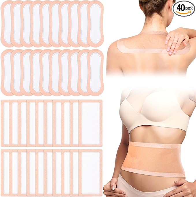 Geiserailie 40 Pcs Large Castor Oil Pack Wrap Kit Disposable Castor Oil Patches Large Self Adhesive Pads for Belly Back Neck Waist Stomach Knee Arm, Portable, Anti Massage Oils Leak, No Wash