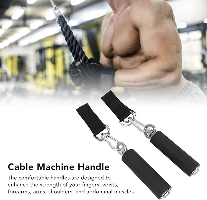 Pull Up Handle Cable Attachment | TPR Rubber Coated Secure Hold | Gym Equipment for Weightlifting/Strength Training/Home Workouts | Portable Exercise Accessories