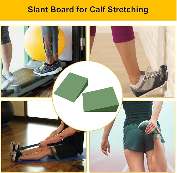1 Pair Squat Wedge Blocks - Yoga Foam Wedges for Home Gym, Non-Slip Heel Elevated Squat Wedge, Calf Stretcher Slant Board, Yoga Blocks, Incline Board for Squats, Calf Stretching, Pilates