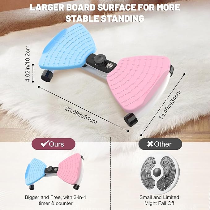 Waist Twisting Machine, Ab Twister Board for Exercise, Noiseless Exercise Waist Twister for Home Gym Equipment, 330 lbs Capacity | Track Time, Reps, Calories with Digital Display