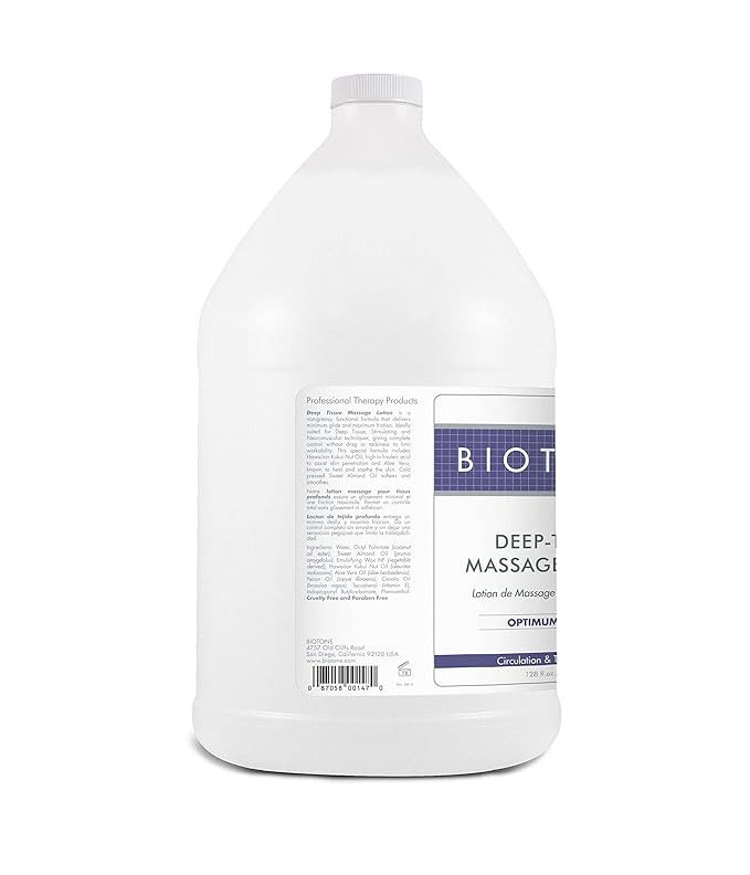 BIOTONE Deep Tissue Massage Lotion, Rich Texture, Lasting Glide, Use for Swedish, Trigger Point, Sports, and Deep Tissue, Smooth Application, Unscented
