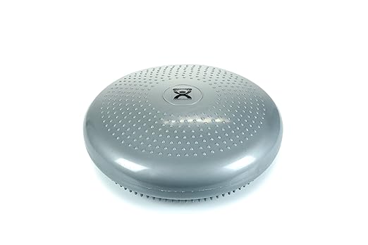 CanDo Inflatable Balance Disc for Balance Training, Proprioception, Strengthening Lower Extremities, Posture, Back Pain, Stress Relief, Restlessness and Anxiety. Silver, 14” Diameter