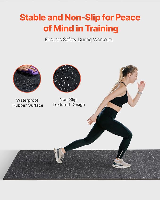 VEVOR 0.56Inch 24sq.ft 6 Tiles Gym Flooring for Home Gym, Rubber Top with High Density EVA Foam, 25 x 25In Gym Floor Exercise Equipment Mats, Interlocking Gym Mats, Puzzle Workout Mats, Black & White