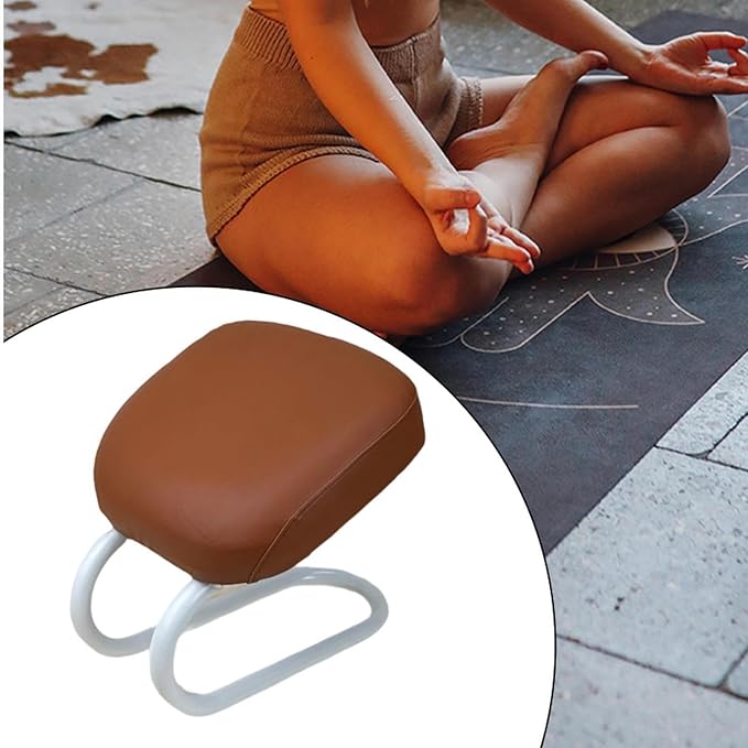 Meditation Stool Kneeler Ergonomic Stable Portable Prayer Bench for Yoga Studio and Home Use 11.22x10.24inch- Brown