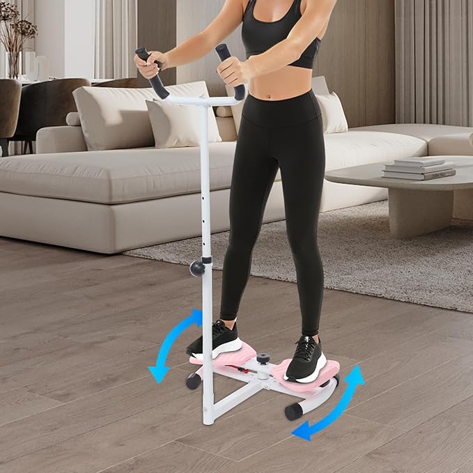 Waist Twister Machine Exercise, Adjustable Ab Twist Board Resistance Bands & Handrails, Ab Workout Machine for Home Gym, Core Strength Training Equipment with 330 lbs Weight Capacity