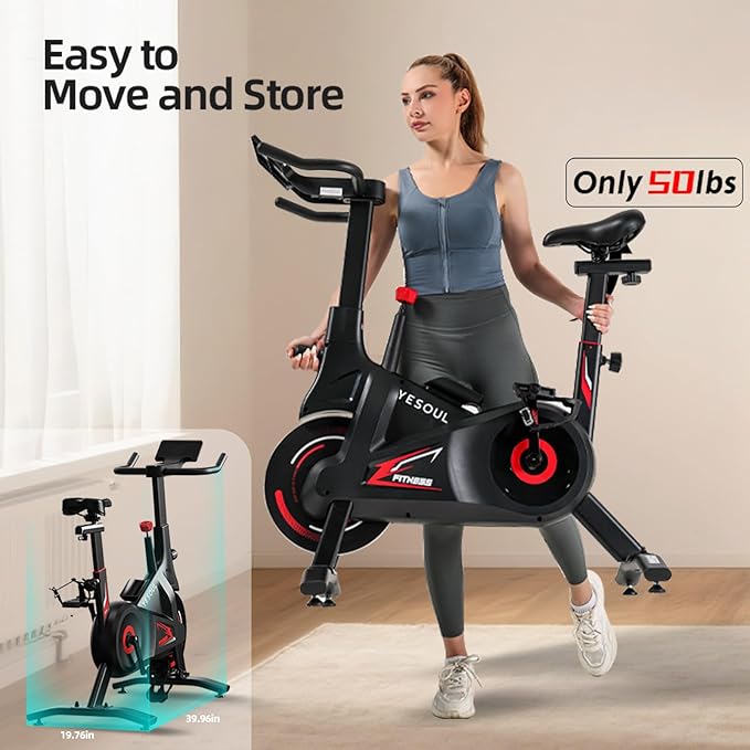 YESOUL Exercise Bike for Home – Stationary Bike with Stable Triangle Frame, Silent Magnetic Resistance, 300 lbs Capacity, Dual-Stage Drive & Alloy Flywheel, Smart APP with Scenic & Live Classes