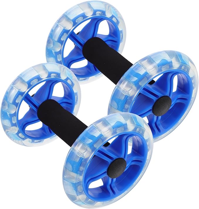 Toyvian Twin-wheel Ab Roller Fitness Wheel Core Roller for Abdominal Exercise with Extra Wide Design, Blue, Home Gym Strength Training Equipment for Men and Women