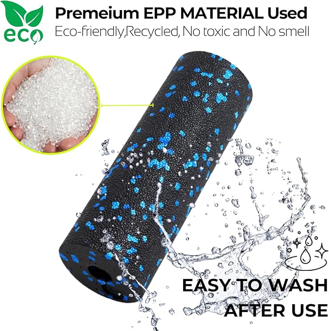 Mini Massage Foam Roller High Density - 100% Recycled Non-Toxic Material - Portable Pocket-Sized for Travel - Foot Arch,Legs & Arms Pain Target - Waterproof and Durable 15x6cm(Red)