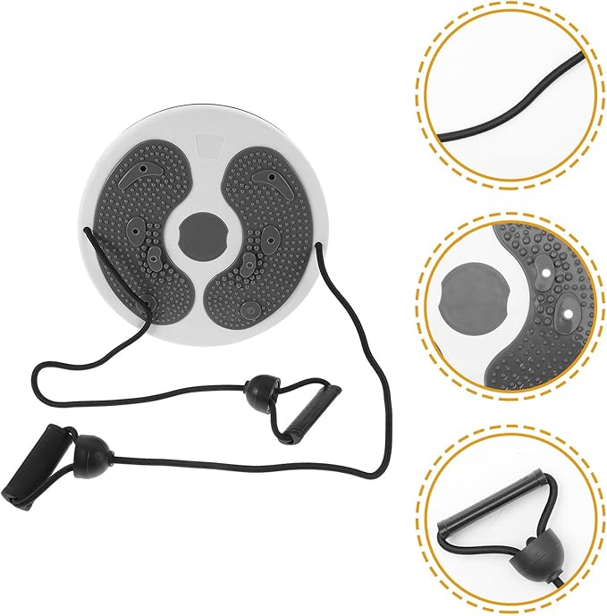 Zerodeko Waist Trainer Twisting Disc Fitness Machine with Rope, Gray Slimming Rotating Board for Core Strength Training and Body Shaping, Portable Home Exercise Equipment for Women
