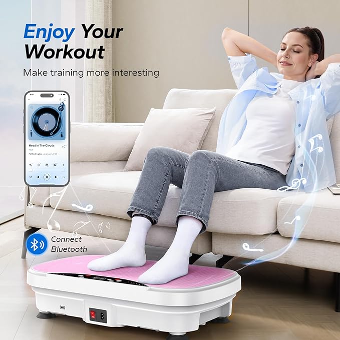 MERACH Vibration Plate Exercise Machine, Vibration Plate for Lymphatic Drainage Weight Loss, Vibrating Plate Exercise Machine with Bluetooth and LED Display, Workout Equipment for Women Men Home