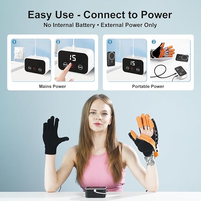Rehabilitation Robot Gloves, Finger Exerciser for Stroke Recovery Hand Glove Equipment Hand Function Rehabilitation (Orange Left Hand L)