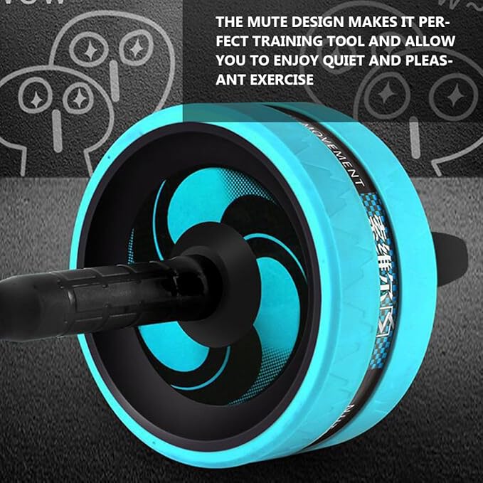FRCOLOR Ab Roller Wheel for Gym with Knee Pad and Jump Rope, Blue Exercise Fitness Roller Wheel for Home Abdominal Workout and Core Strength Training