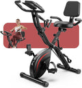 Pleny Folding Exercise Bike, 5 IN 1 Stationary Bikes for Home 6.6 LBS Flywheel, 330LB Weight Capacity Back Support Cushion Indoor Workout Cycling Bike for Home Gym