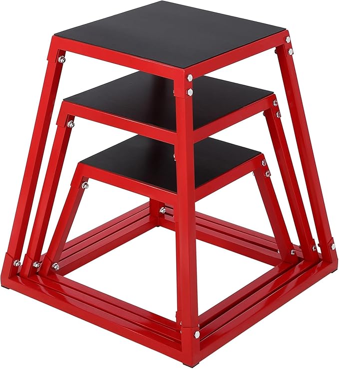 Plyometric Jump Box, Heavy Duty Steel Step Up Box for Workout, Vertical Jump Trainer with Anti-Slip Rubber Pad for Home Gym Strength Training & Conditioning