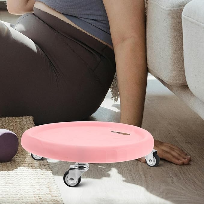 Ab Roller Wheel Core Trainer with Fitness Sliders and Silent Smooth Rolling Board, Pink Abdominal Exercise Roller for Home Gym Strength and Core Muscle Workout