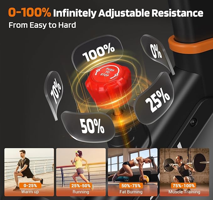 DMASUN Exercise Bike, Silent Magnetic Resistance Stationary Bike for Home with 330 LBS Capacity, Pedals with Anti-loosening Nuts, Indoor Bike with Comfortable Seat Cushion, Digital Display