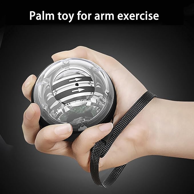 Torque Ball Hand Exerciser with Counter Gyro Ball New Torque Ball Hand Strengthener Gyroscope Ball Forearm Strengthener for Stronger Wrist Bones and Muscle(Black1,with Light)