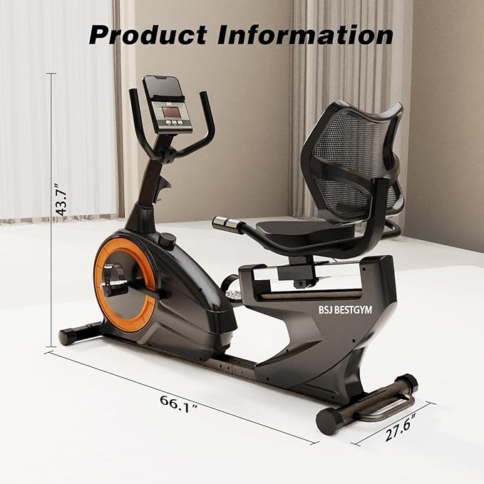 Recumbent Exercise Bike, Magnetic Staionary Bikes for Home with 8-level Resistance & Adjustable Seat, Staionary Bike for Seniors Adults, 350 LBS & LCD Monitor