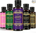 5 Pack Massage Oil for Massage Therapy, Lavender, Vanilla, Sore Muscle, Syringa & Anti Cellulite Massage Oil Kit for Relaxing Muscle & Soothing The Body, Home Spa Gifts for Her Him