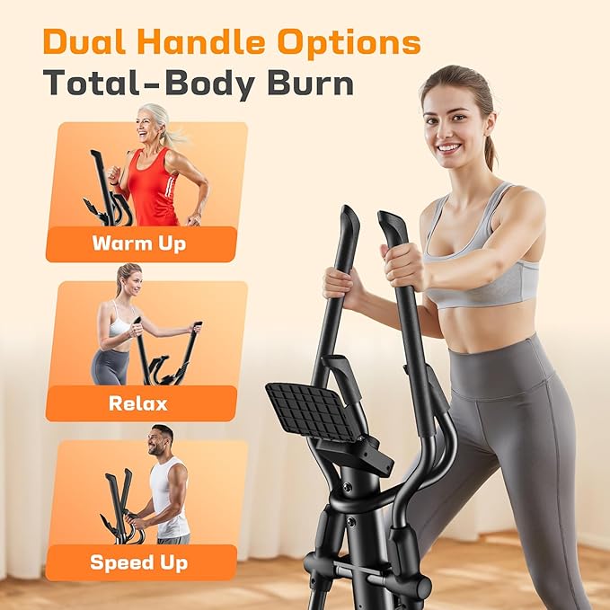 OWLSKY Elliptical Exercise Machine, Elliptical Machine for Home with Hyper-Quiet Magnetic Driving System, 16 Resistance Levels,300LBS