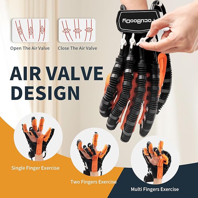 Rehabilitation Robot Gloves Equipment for Stroke Recovery, Hand Strength Exercise, and Adaptive Training Hemiplegic Finger with USB Chargeable Orange (Size XL,Right Hand)