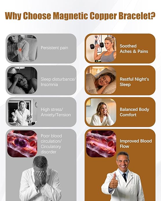 Copper Bracelet & Ring for Women, Ultra Strength Magnetic Bracelet with 3800 Gauss Magnets, Four-Leaf Clover & Infinity Heart Symbol & Crystal, Adjustable Tools and Jewelry Gift Box