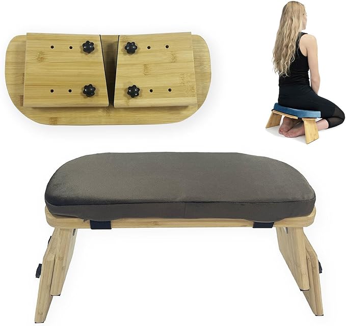 Meditation Stool Folding Wooden Prayer Bench for Prayer Teahouse Men Women