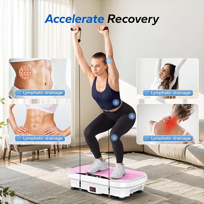 MERACH Vibration Plate Exercise Machine, Vibration Plate for Lymphatic Drainage Weight Loss, Vibrating Plate Exercise Machine with Bluetooth and LED Display, Workout Equipment for Women Men Home