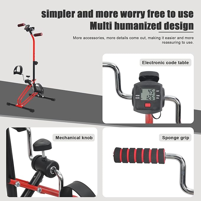 Pedal Exerciser Bike for Physical Therapy,Hand Arm Leg Knee Peddler,Adjustable Knee Bike for Seniors,Rehabilitation Machine Elderly Home Exercise Bikes for Total Body, with Gift Box & Monitor