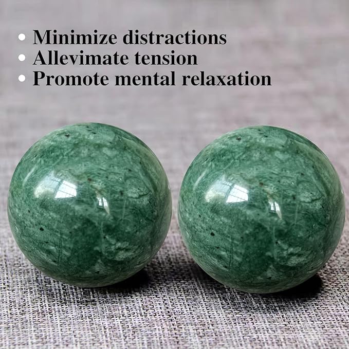 Traditional Chinese Baoding Balls, Marble Health Exercise Stress Relief Balls, Dark Green, 2-Piece Set (Dark Green, Medium-1.57")