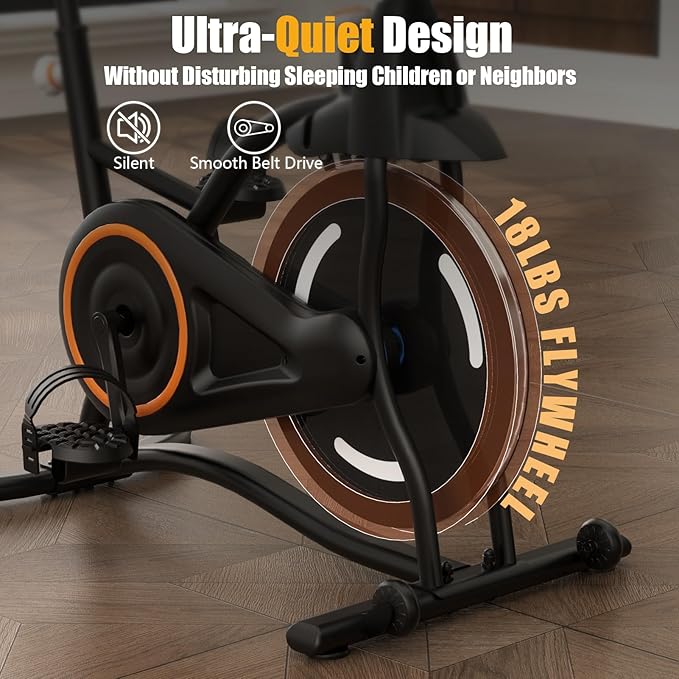 Hillhub Exercise Bike, Stationary Bikes for Home with Grip Pulse Sensor and Stepless Resistance Adjustment, Compact Indoor Cycling Bike with Tablet Mount, Compatible with APP Sync
