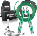 PrimaFIT Jump Rope Pro Speed Skipping Rope Adjustable Adult Jumping Rope Weighted Aluminium Handles for Double Dutch Boxing Workout Crossfit Exercise Fitness Spare Cable Weights Protectors Carry Bag