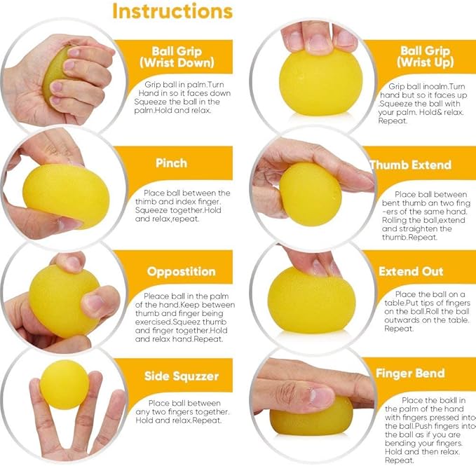 3 Resistance Levels Hand Exercise Balls, Stress Balls for Adults, Squeeze Balls for Physical Therapy, Hand Grip Strength Trainer Hand Squeezers for Strength, Wrist Forearm Finger Exerciser