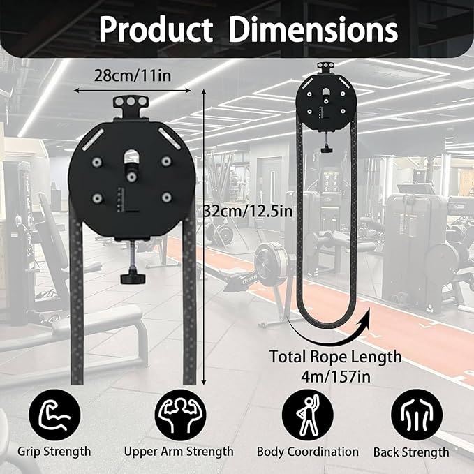Endless Rope Trainer, Portable Cable Pulley System, Adjustable Tricep Rope Attachment with 330lb Load Capacity, 30kg Max Resistance for Full Body Workout & Strength Training
