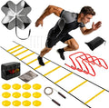NEWBULIG Agility Ladder Speed Training Equipment, Football Practice Set with 20ft Ladder, 12 Cones, 4 Adjustable Hurdles, Jump Rope, Resistance Parachute for Soccer, Basketball, Youth, Adults