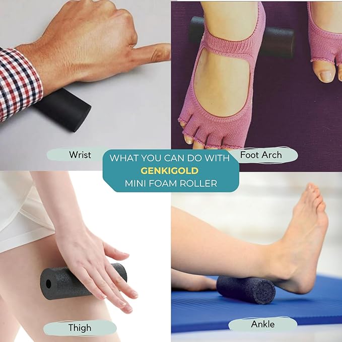 Mini Massage Foam Roller High Density - 100% Recycled Non-Toxic Material - Portable Pocket-Sized for Travel - Foot Arch,Legs & Arms Pain Target - Waterproof and Durable 15x6cm(Red)