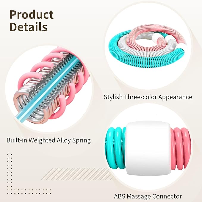 Fitness Hoop For Adults, Weighted 3.3Lbs/1.5Kg, Soft Spring Design, Pvc, Weight Loss, Exercise, Shape, Anytime